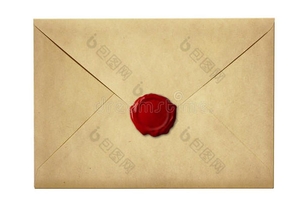 用蜡质印章密封的信封或信件