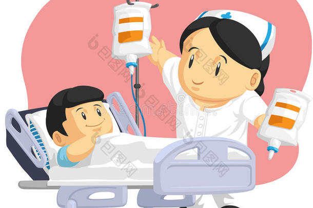 护士帮助儿童病人漫画