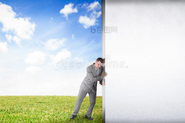 商人推开场景合成图图片-包图网企业站