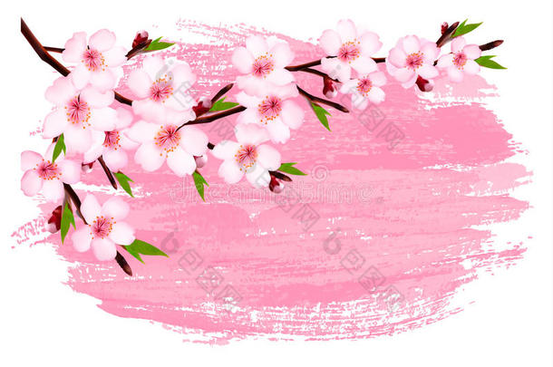 粉彩樱花枝旗。