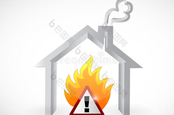 家庭火灾警示牌插图设计