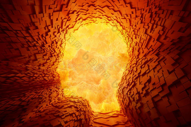 在一个面形隧道内爆炸