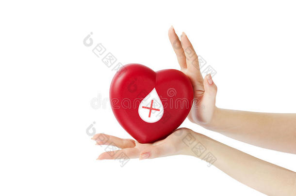手拿着一颗有捐赠者标志的心脏