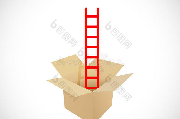 箱子里的梯子。插画设计