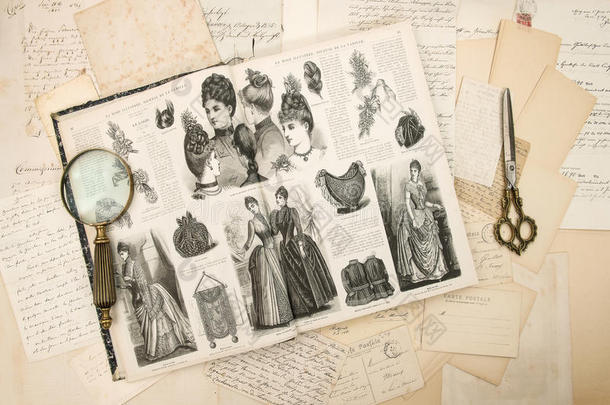 古董配件，信件和时尚杂志1888年