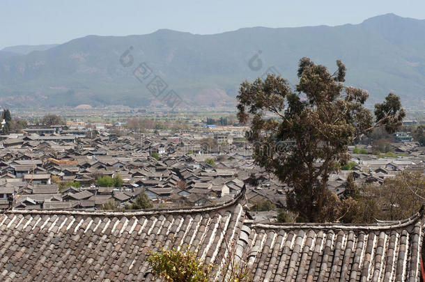 历史悠久的丽江<strong>大雁</strong>古城屋顶。