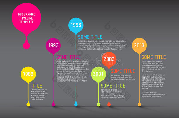 带气泡的深色信息图表时间线报表模板