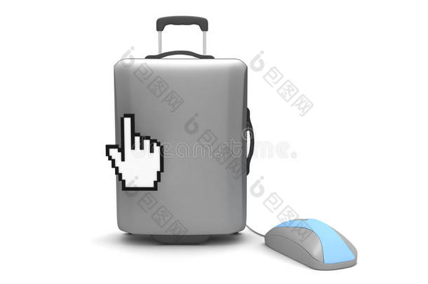 旅行包、电脑鼠标和光标指针