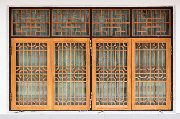 木质中式窗墙