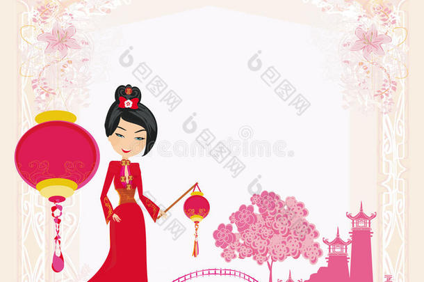 中秋节为中国新年，抽象卡