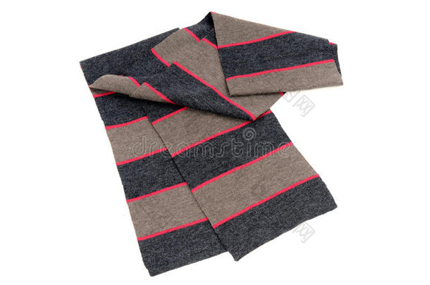 冬天用的灰色和粉色条纹围巾。