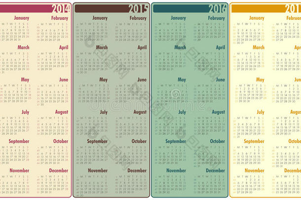 2014-2017日历