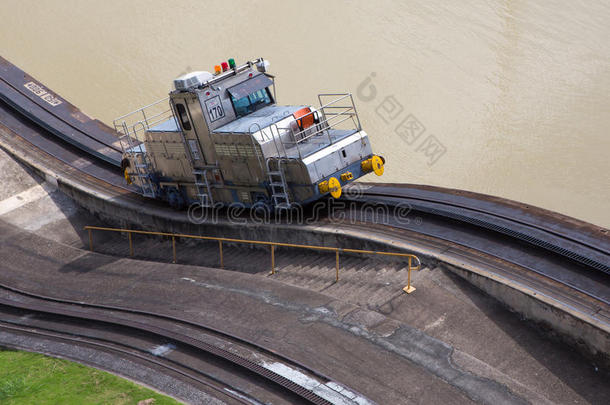 巴拿马运河米拉弗洛雷斯旁的火车