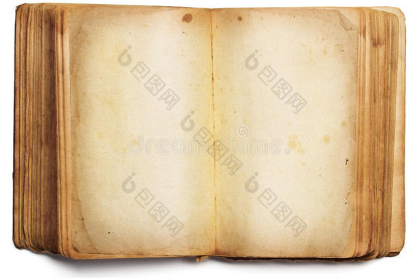 旧书翻开空白页，白纸上孤立的空白