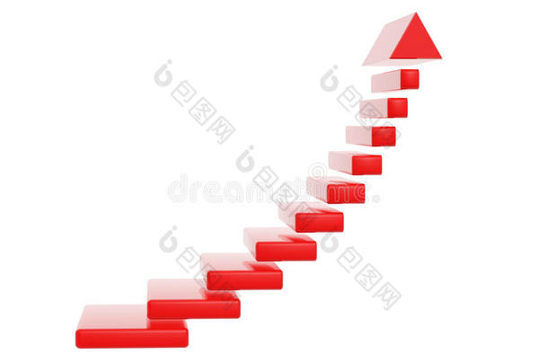 红色楼梯台阶<strong>向上箭头</strong>