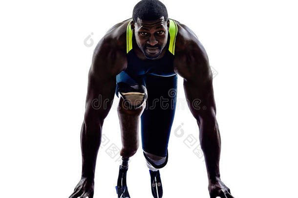 残疾人短跑运动员带假肢短跑运动员
