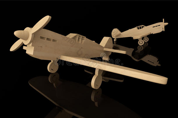 3d木制玩具飞机