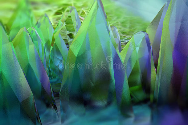 抽象的蓝色绿色玻璃晶体