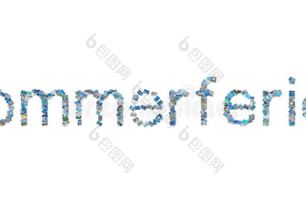 德语单词sommerferien在拼贴画中的意思是暑假。