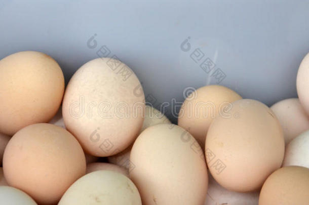 市场上的新鲜鸡蛋