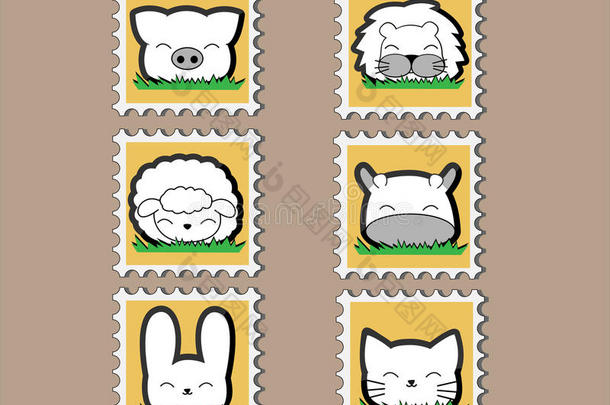 可爱小动物邮票套装