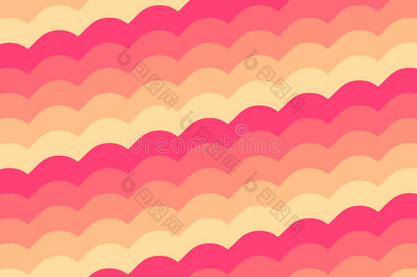 粉红色橙色复古波浪图案