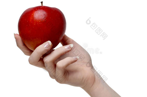 红苹果在美丽的手中