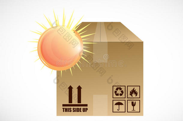 盒子与阳光的插画设计