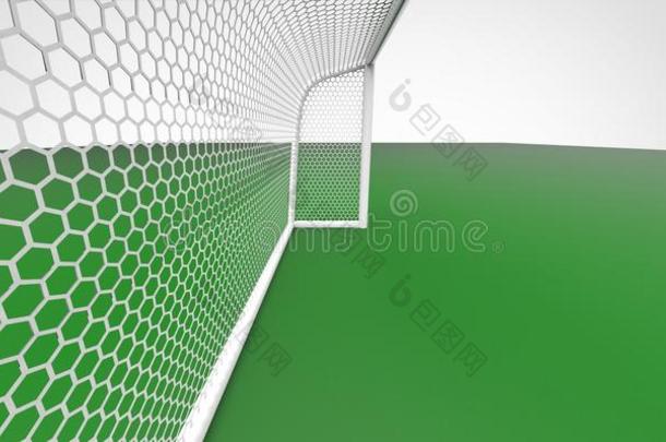 足球守门员在干净空旷的绿地上射门。团队、冠军、联盟海报/网站设计概念