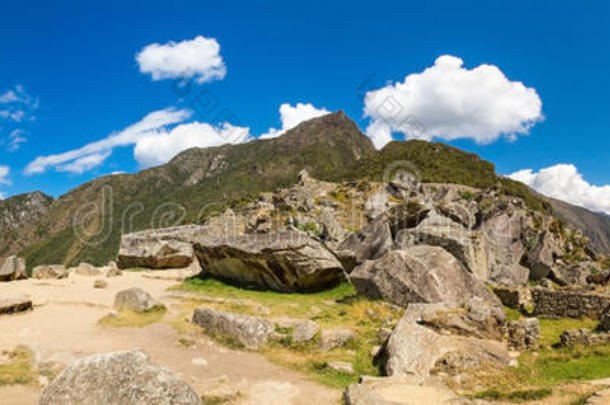 神秘城市全景图-马丘比丘，秘鲁，南美洲。印加废墟。