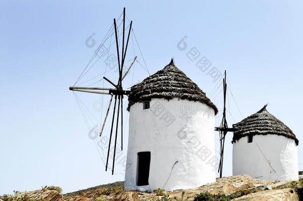 希腊ios岛的风车