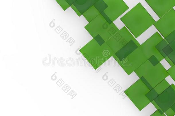 三维绿色平面立方体组楼梯拼图孤立在白色背景上