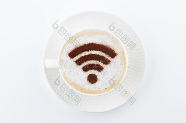 咖啡上的无线wifi热点标志