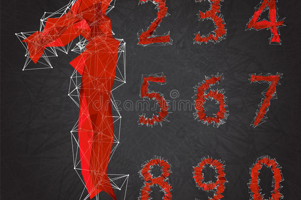 抽象红色现代三角形数字集合