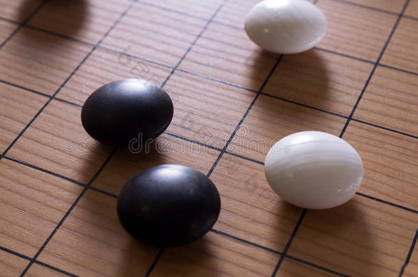 围棋或中国象棋，特写。
