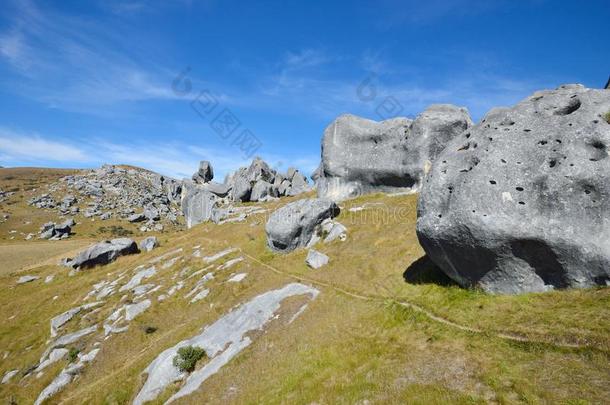 新西兰城堡山石灰岩巨石阵