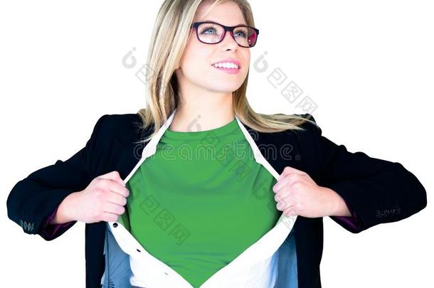 女商人超级英雄风格的开场白衬衫
