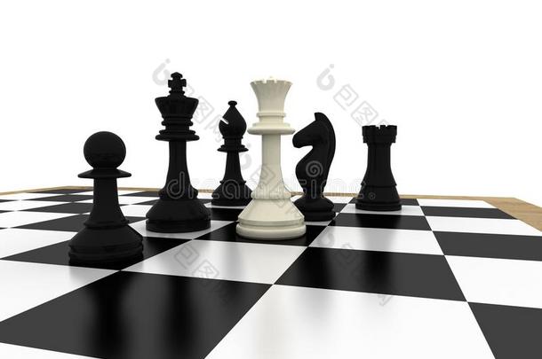 白皇后站在黑棋棋子前