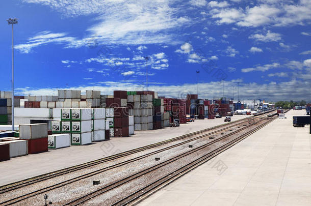 集装箱码头和铁路物流用于陆路运输、进出口货运、海运货物业务