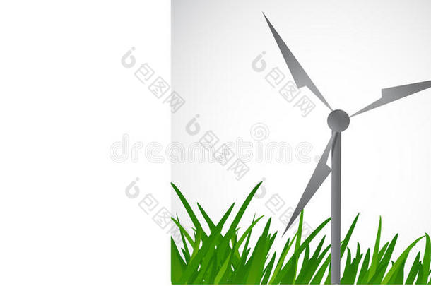 草与风车插画设计