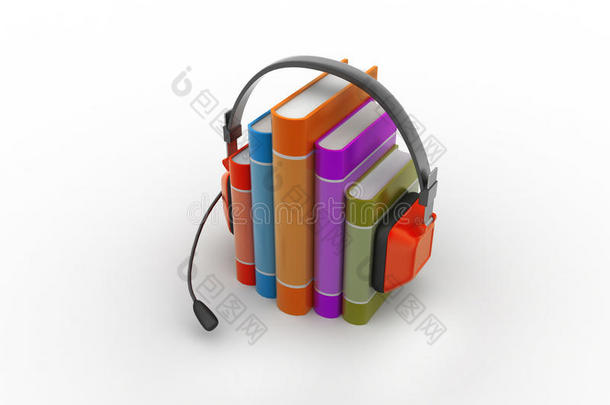 带耳机和书籍的有声书本概念