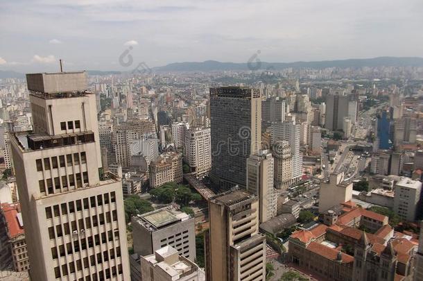 圣保罗巴西城市全景天际线世界杯足球万岁