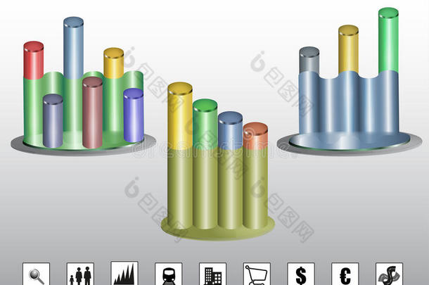 带图标的彩色柱状图