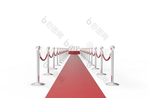 红地毯上的银色镀铬<strong>vip</strong>文字<strong>vip</strong>通道白色灰色背景上的银色镀铬围栏