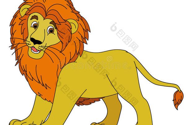 卡通动物-狮子-扁平的颜色风格