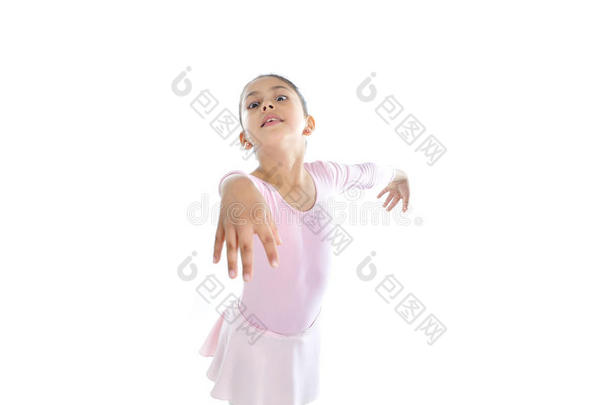年轻可爱的芭蕾舞女孩穿着芭蕾舞裙跳古典芭蕾舞