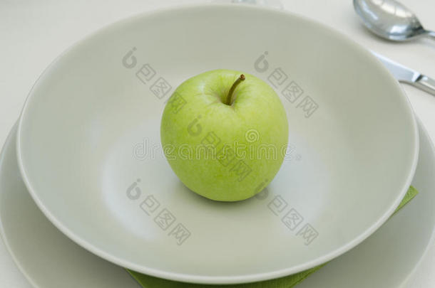 白盘子青苹果