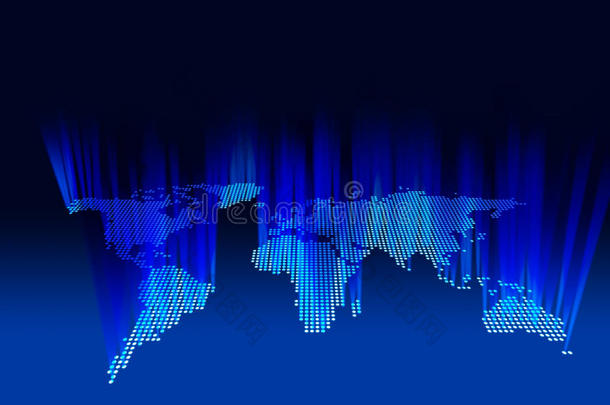 从太空中看到的，3d的<strong>射<strong>灯</strong></strong>世界地图