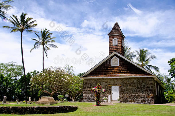 小熔岩教堂庆祝复活节，马克纳，毛伊岛，夏威夷