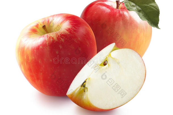 白底蜜饯苹果和四分之一